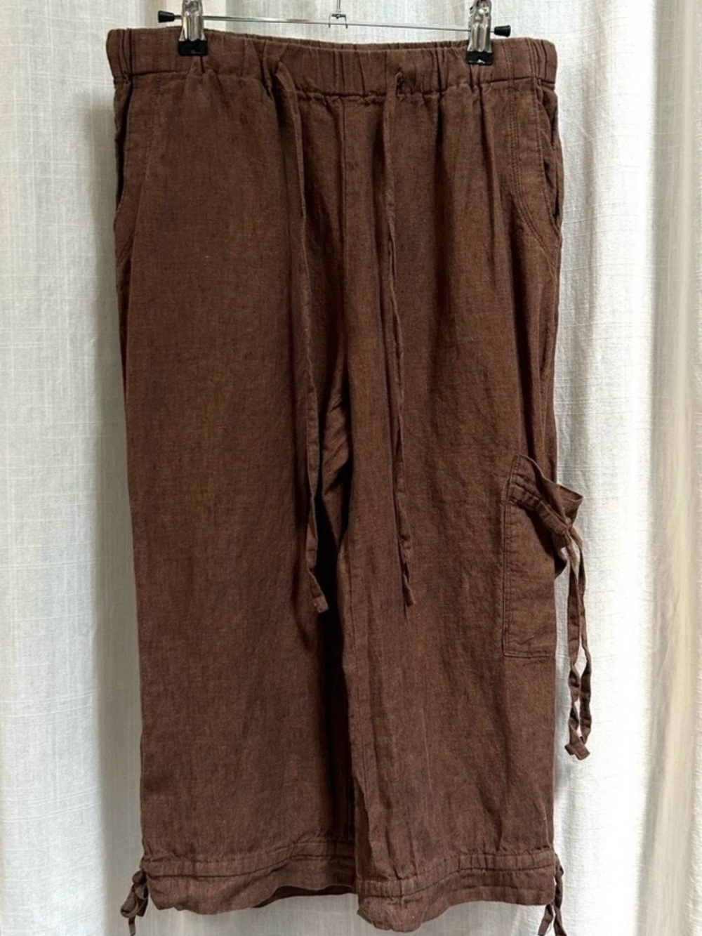 Coldwater Creek Linen Cargo Drawstring Pants